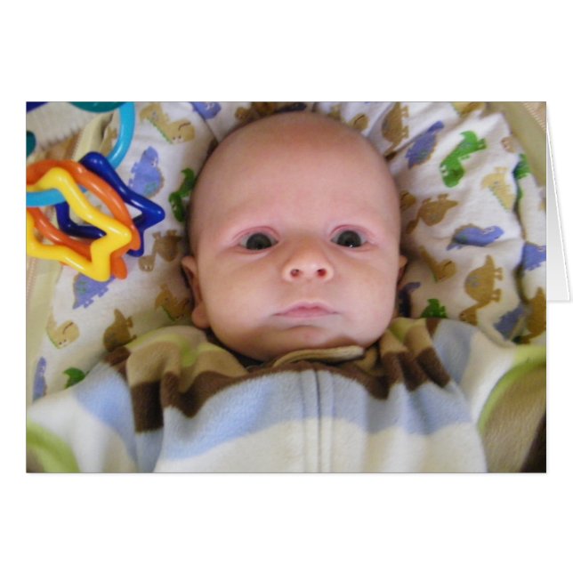 CARTÃO BEBÊ CHOCADO - O OLHO DIZ QUE TODO O 5º HUMOR (Frente Horizontal)