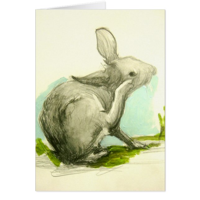 Cartão Bebê Coelhinho Escrevendo O Ouvido (Frente)