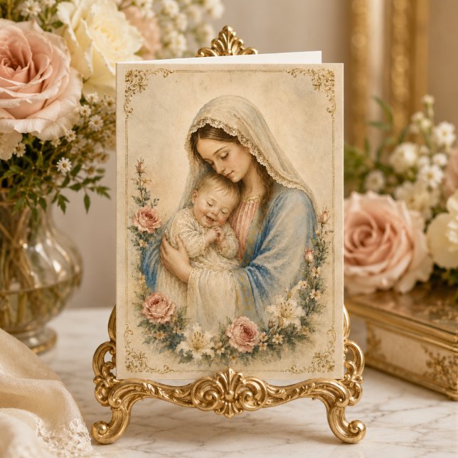 Cartão Bebê com Síndrome de Down Católico Abençoado Mãe M (Criador carregado)