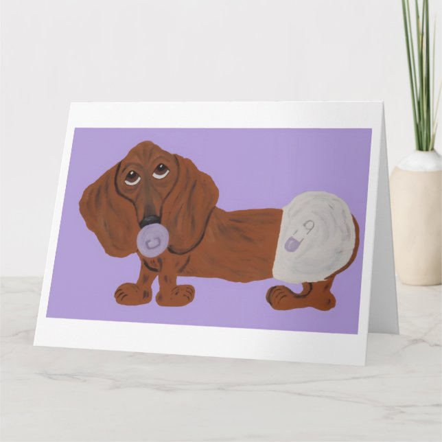 Cartão Bebê Dachshund (Frente)