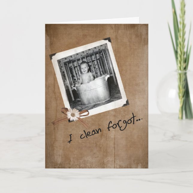 Cartão Bebê de Birthda atrasado na banheira velha de lava (Frente)