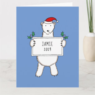 Cartão Bebê de Urso Polar de Natal Personalizado
