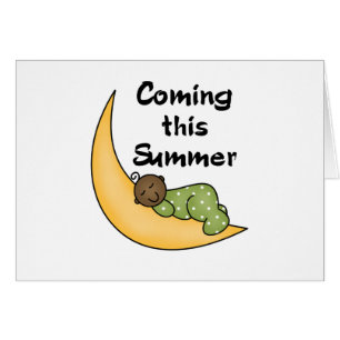 Cartão Bebê do afro-americano no verão da lua