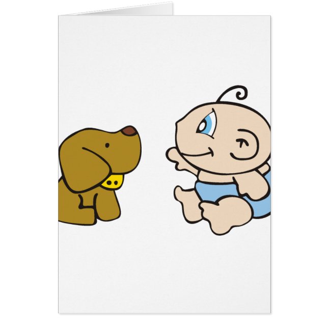 Cartão Bebê e cão do menino (Frente)