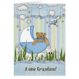 Cartão Bebê em Buggy para neto novo