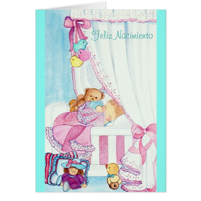 Cartão BEBÉ EN CUNA - “Feliz Nacimiento " (Frente)
