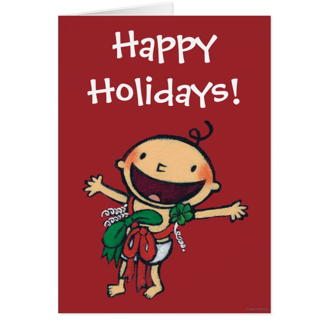 Cartão Bebê envolvido nos arcos para o Natal (Frente)