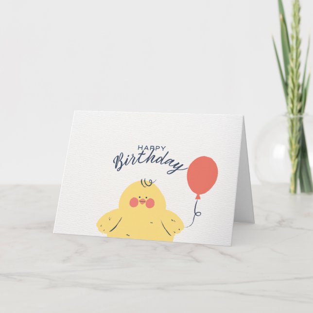 Cartão Bebê Frango Fofo Feliz Aniversário (Frente)