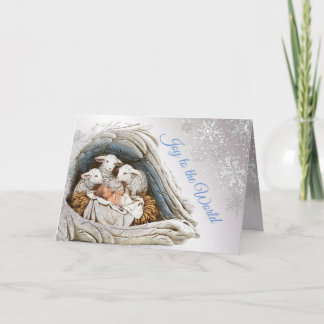 Cartão Bebê Jesus no Gerente Natal Religioso