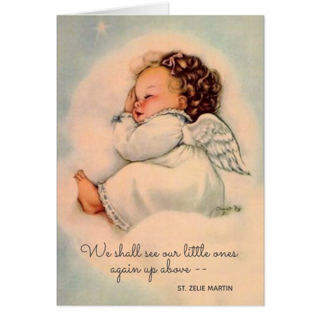 Cartão Bebê Menina Anjo Religião Abortamento Espontâneo (Frente)
