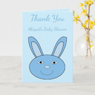 Cartão Bebê Menino Bunny Face azul Personalizado Chuveiro