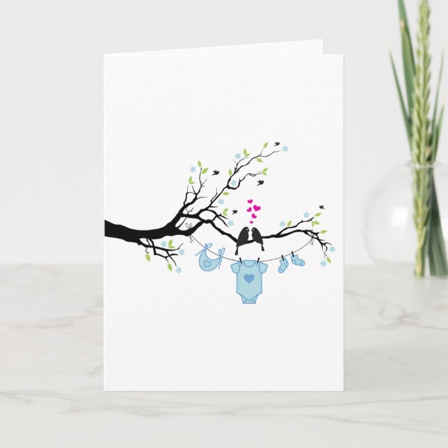 Cartão bebé novo, design do chá de fraldas (Frente)