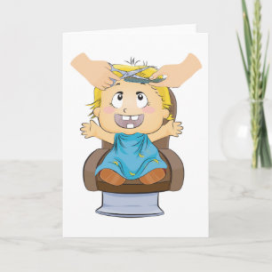 Cartão Bebê obtendo corte de cabelo Crianças Engraçadas B