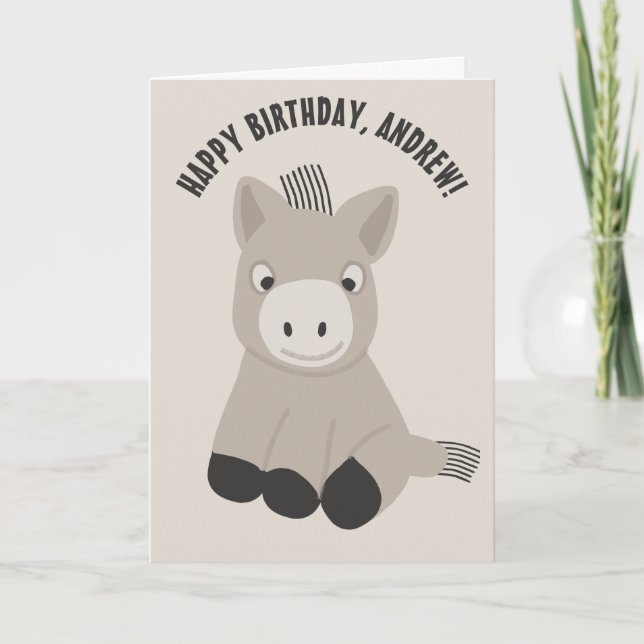 Cartão Bebê Personalizado Donkey Aniversário (Frente)