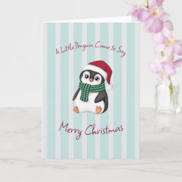 Cartão Bebê Pinguim Fofo Usando Chapéu de Papai Noel Nata