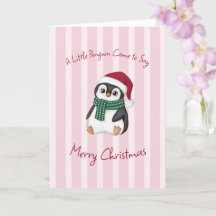 Bebê Pinguim Fofo Usando Chapéu de Papai Noel Nata