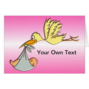 Cartão Bebé recém-nascido - uma entrega da cegonha do vôo