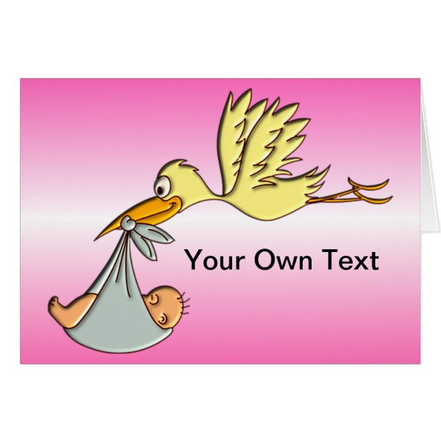 Cartão Bebé recém-nascido - uma entrega da cegonha do vôo (Frente Horizontal)