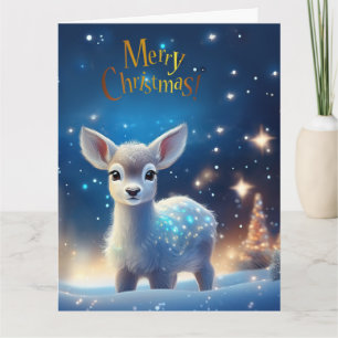 Cartão Bebê Reindeer com Feliz Saudação de Natal