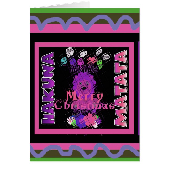 Cartão Bebê rosa Belo Feliz Natal Hakuna Matata (Frente)