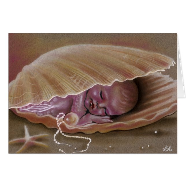 Cartão Bebê sereia dormindo com carapaça (Frente Horizontal)