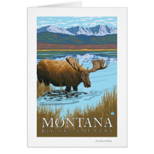 Cartão Bebendo de alce no lago - Montana