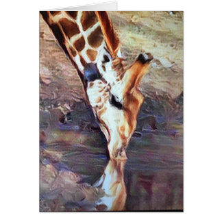 Cartão Bebendo do girafa