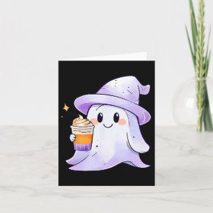 Cartão Bebendo Fantasma Bonito Café Casal Café Halloween 