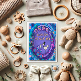 Cartão Bebês Fantásticos Que Engraçam Uma Tempestade Roxa