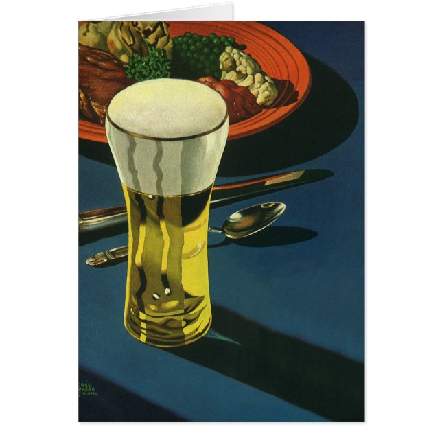 Cartão Bebidas de Comida, Vidro de Cerveja, Jantado (Frente)