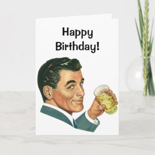 Cartão Bebidas de Coquetéis Antigos, Homem Bebendo Drinks