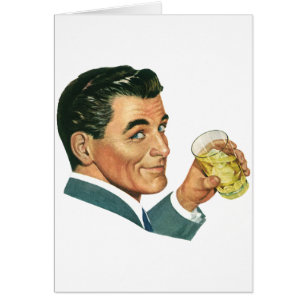 Cartão Bebidas de Coquetéis Vintage, Homem Bebendo Drinks