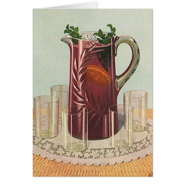 Cartão Bebidas e Bebidas Vintage, Pitcher de Sangria (Frente)