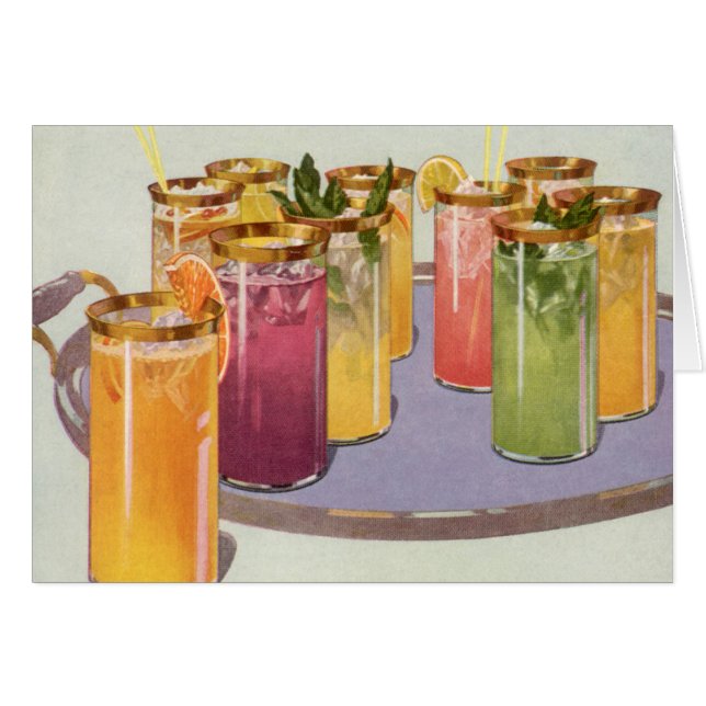 Cartão Bebidas vegetais, bebidas com cubos de gelo em uma (Frente Horizontal)