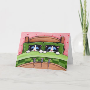 Cartão Bed Mice Do Exist - Cat Greeting Card
