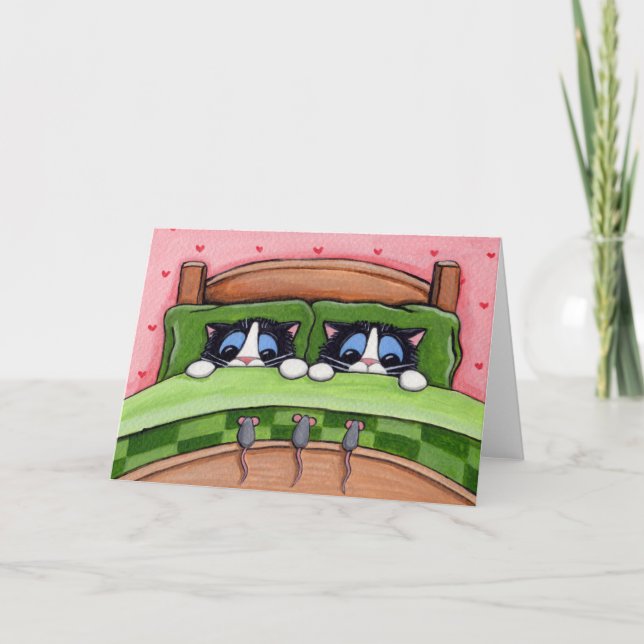 Cartão Bed Mice Do Exist - Cat Greeting Card (Frente)