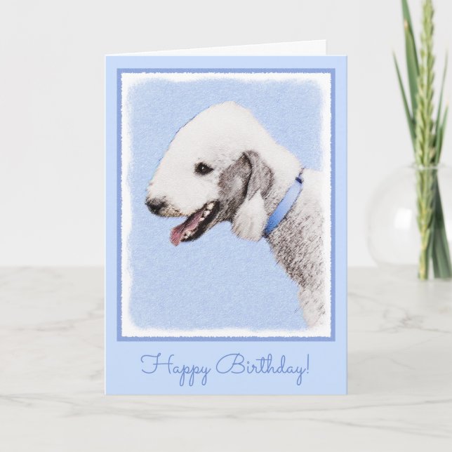 Cartão Bedlington Terrier Painting - Original Dog Art (Frente)