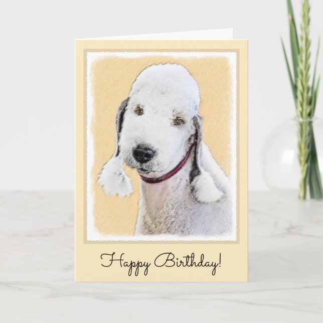Cartão Bedlington Terrier Painting - Original Dog Art (Frente)