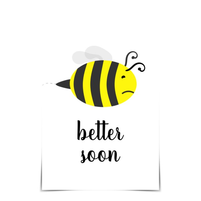 Cartão "BEE Better Soon" Sick Bee Get Well Card (Criador carregado)