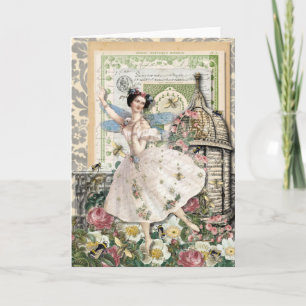 Cartão Bee Fairy - Vintage Blank Greeting Note