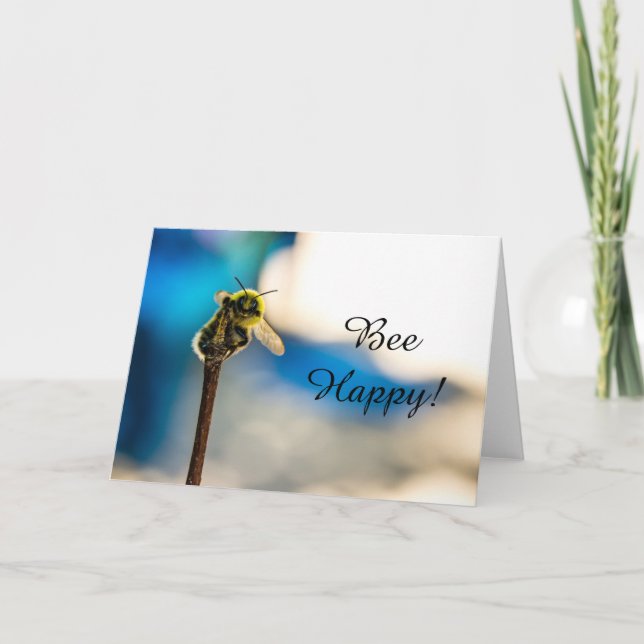 Cartão Bee Happy Bumblebee Blank Greeting Card (Frente)