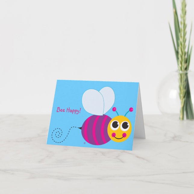 Cartão Bee Happy Bumblebee Notecard (Frente)
