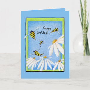 Cartão Bee Happy Daisies Aniversário Card