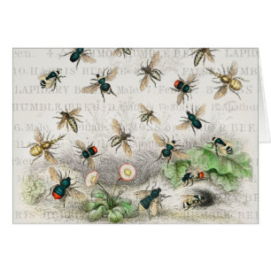 Cartão Bee Honey Queen Bees Antique