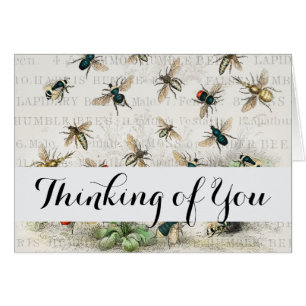 Cartão Bee Honey Queen Bees Antique