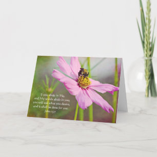 Cartão Bee on Pink Cosmos Scripture Card John 15:7