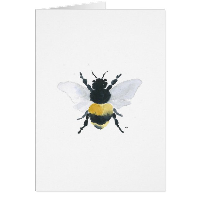 Cartão Bee Watercolor Impressão Greeting Card (Frente)
