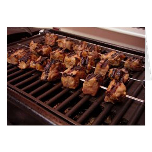 Cartão Beef Kabobs no Grill Card (Frente Horizontal)