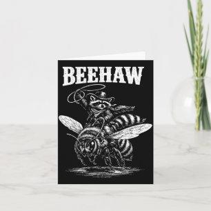 Cartão Beehaw Vaqueiro Fúnebre Guaxinim Montando Abelha O