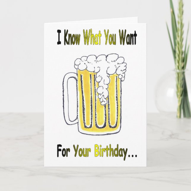 Cartão Beer Birthday Greeting With Original Artwork (Frente)